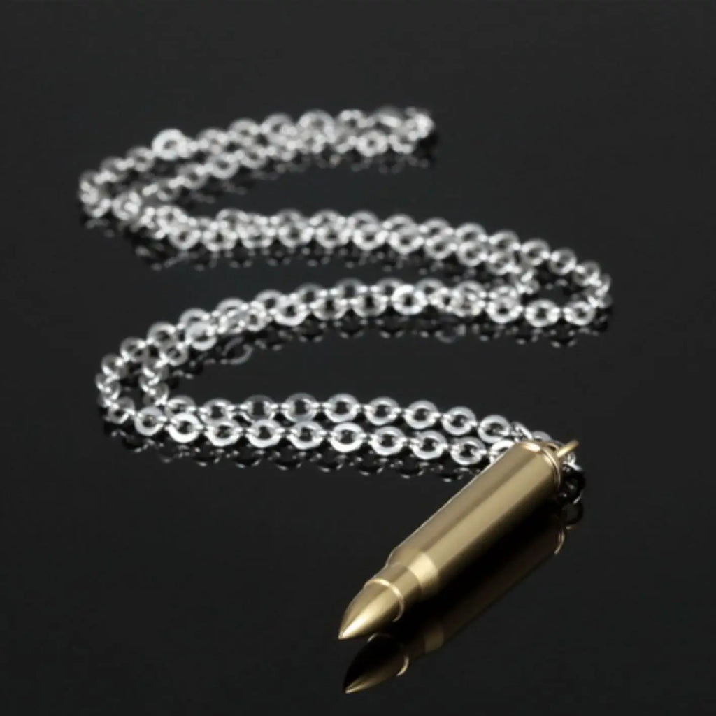 Personality Hip Hop Bullet Commemorative Pendant Domineer Titanium Steel Men's Necklace Bullet Pendant Bulk Order Cool Handsome
