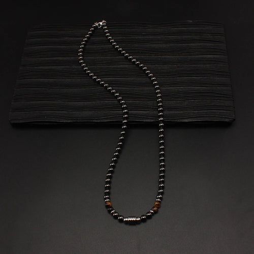 6mm Black Magnetic Hematite Round Beads Tiger-eye Stone Necklace for Men and Women