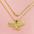 Luxury 24K 9999 Pure Gold real gold Necklace Big Show Grand Eagle Pendant Necklace