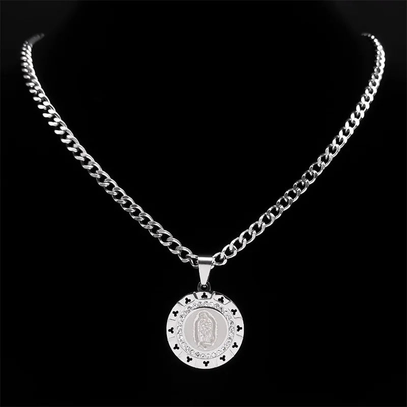 Holy Mary Steel Pendant Virgin Medal Our Lady