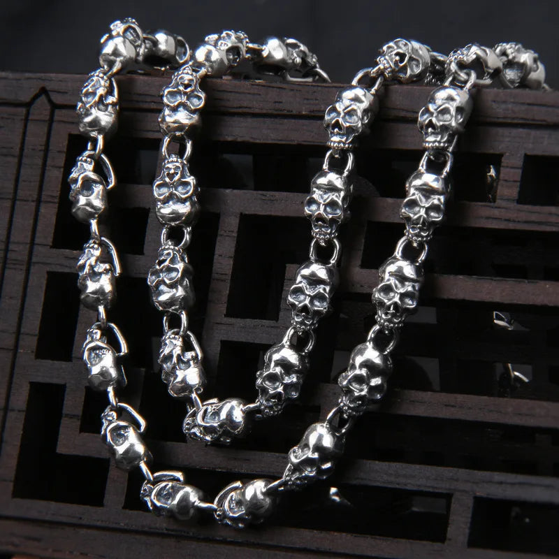 Vintage Skull 925 Silver Pendant Necklace