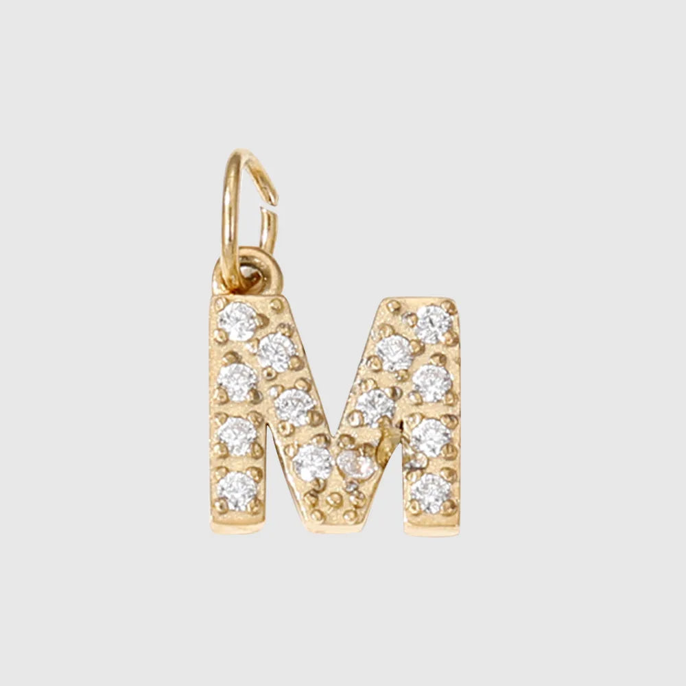 Letter Charm Pendant Necklace — Gold Iced