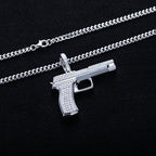 Iced Out Gun Pendant — 925 Silver