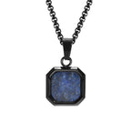 Natural Stone Geometric Pendant — Stainless