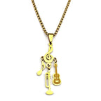 Treble Clef Pendant Necklace For Musicians Music Note Guitar Trumpet Charms Stainless Steel Chain Rock Hiphop Jewelry