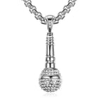 New Personality Gold-Plated Microphone Necklace Man Woman Hip Hop Rock-Encrusted Microphone Pendant Accessories Party