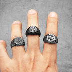 Vintage Black Crater Ring — Stainless Steel