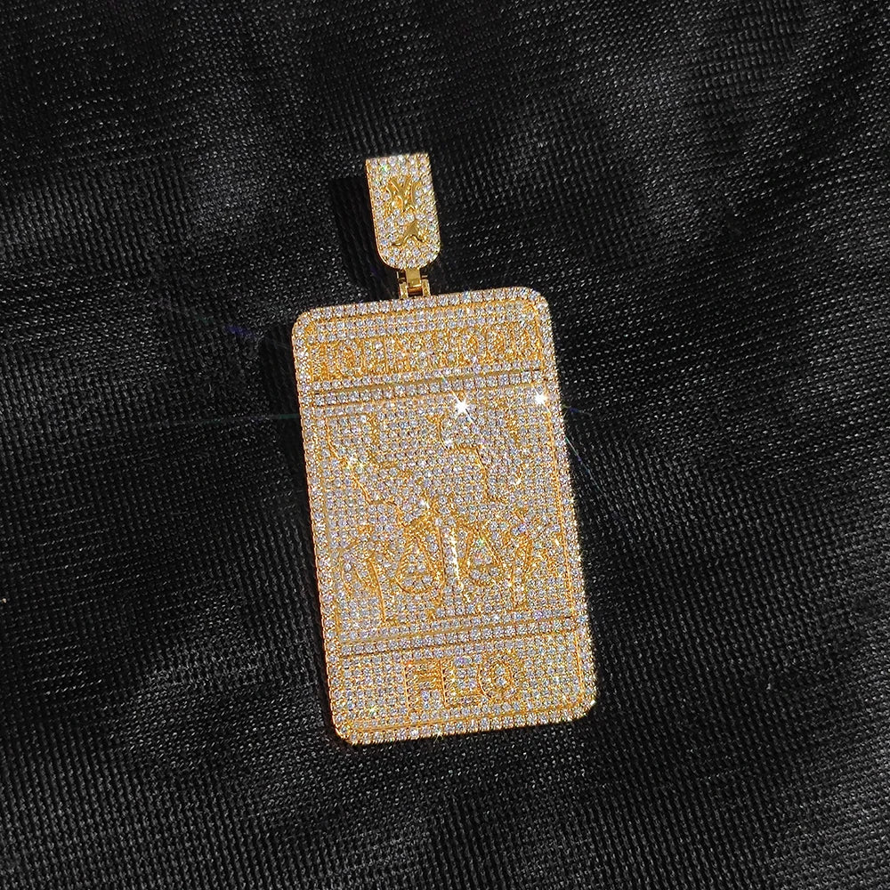 Iced Out Logo Tag Pendant Necklace
