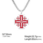 Jerusalem Crusader Cross Necklace — Five-Fold, Stainless Steel