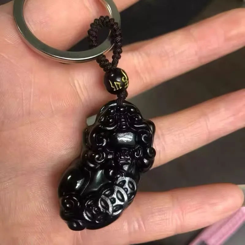 Natural Obsidian Chinese Zodiac Pixiu Necklace