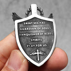 Archangel Michael Shield Pendant — Stainless Steel