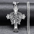 Christian Christ Eucharist Halo Grape Juice Cross Necklace Stainless Steel Men Women Catholic Holy Spirit Church Chain