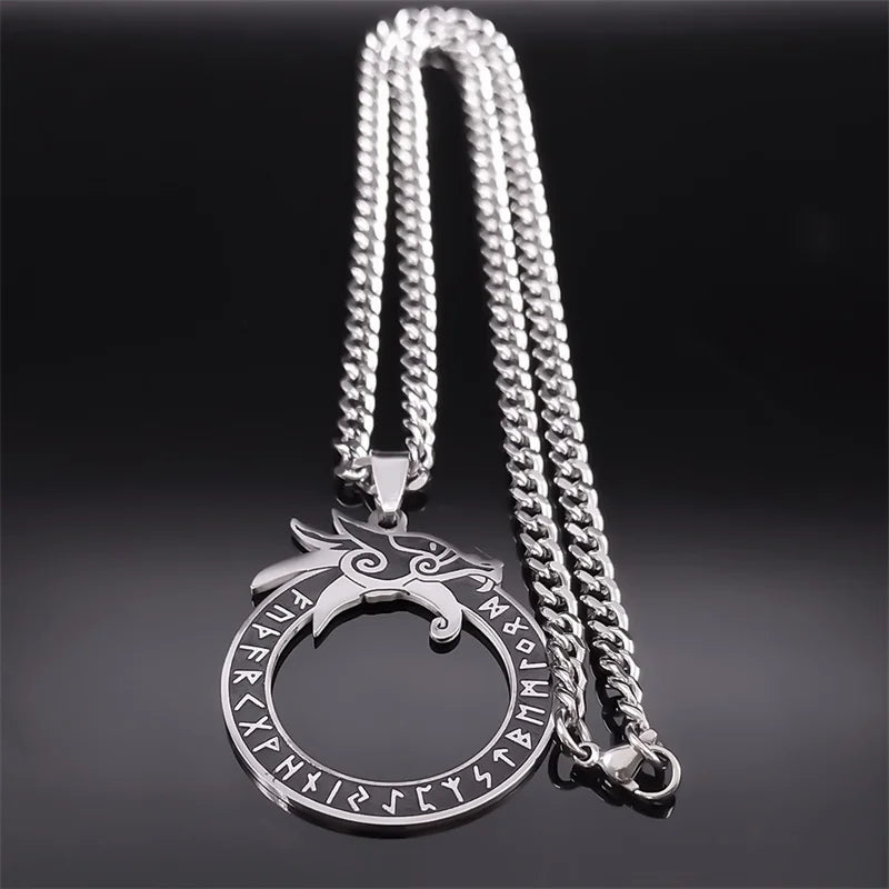 Dragon Viking Steel Pendant Nordic Rune Ouroboros