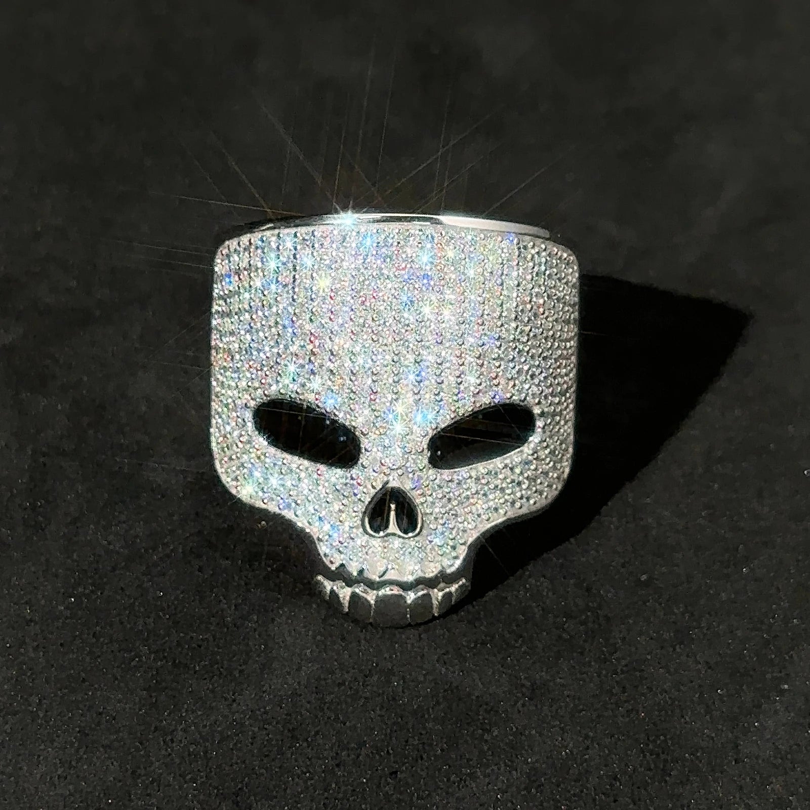 TUHE Unisex 925 Silver Skeleton Ring Moissanite Stone Iced Out Couple Rings For Men Hip Hop Jewelry Gifts