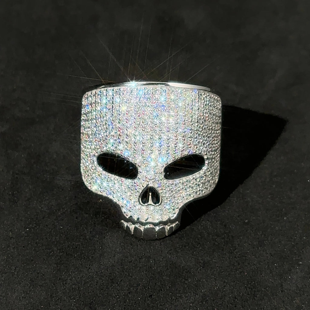 TUHE Unisex 925 Silver Skeleton Ring Moissanite Stone Iced Out Couple Rings For Men Hip Hop Jewelry Gifts