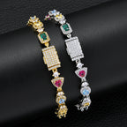 Gold Iced Out Tennis Necklace Colored Gemstone