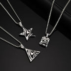 Stylish Black Drip Oil Geometric Necklace for Men,Stainless Steel Triangle Pentagram Square Pendant,New Jewelry Gift