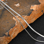 Minimal Blade Chain Bracelet Set — Stainless Steel
