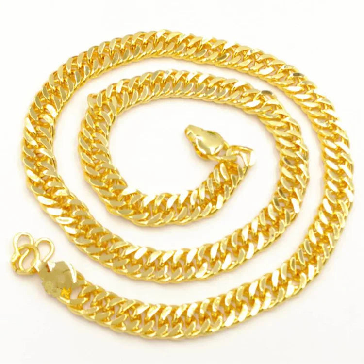 Boss Chain Necklace 24K Gold AU999 Men's - Thick chain, heavy gold, a must-have for elites, a quality accessory for