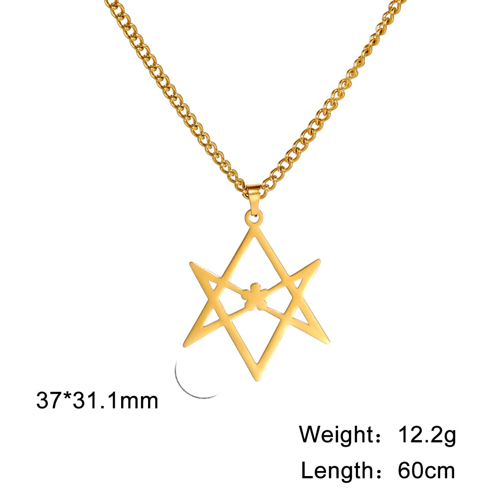 Thelema Unicursal Hexagram Pendant Necklace — Stainless Steel