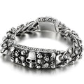 Punk Rock Man Bracelet Stainless Steel Wide Skull Head Link Chain Bracelets for Men Gothic Men's Bikers' Jewelry
