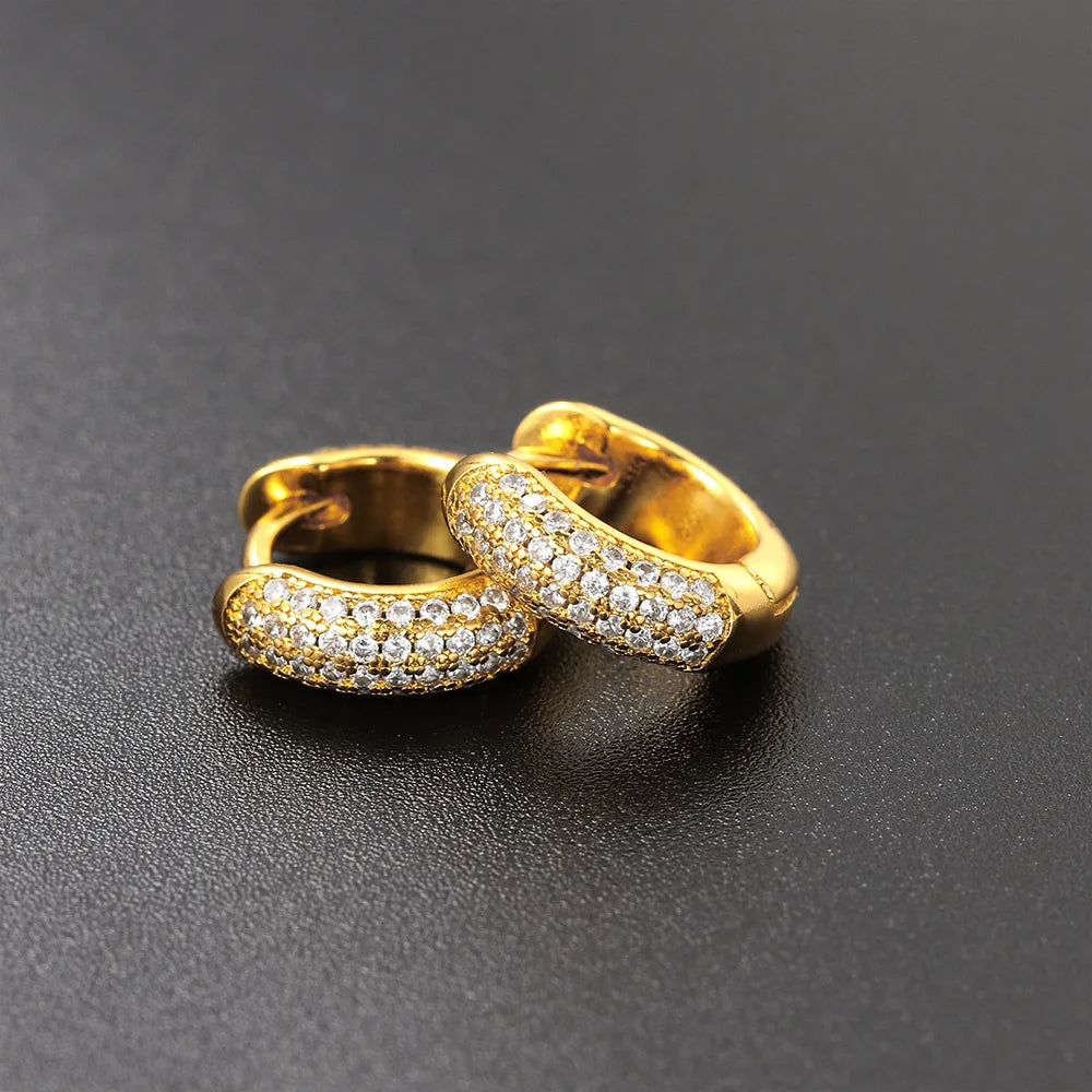 Iced Out Crystal Hoop Earrings — Stainless