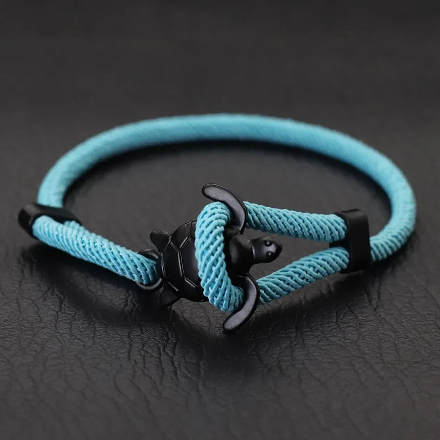 Unique Marine Turtle Rope Bracelet Men Adjustable Easy Hook Multi-Color Option Milan Cord Wristband Beach Homme Jewelry