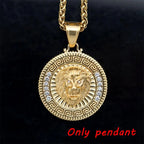 Hip Hop New Men's Lion King Tag Personalized Men's Jewelry 316L Stainless Steel with Rhinestone Necklace Pendant Jewelry