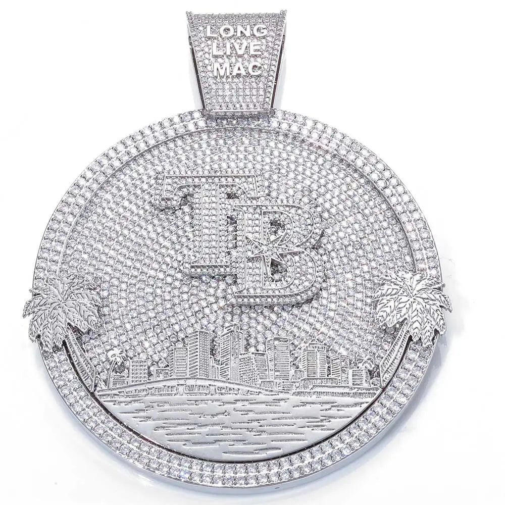 Iced Out Letter Pendant Circle Disc