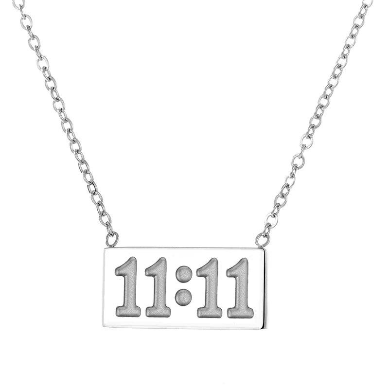 11:11 Rectangle Pendant Necklace men women Fine Stainless Steel 18K Gold Plated Necklace Choker Luxury Jewelry Couple Gifts