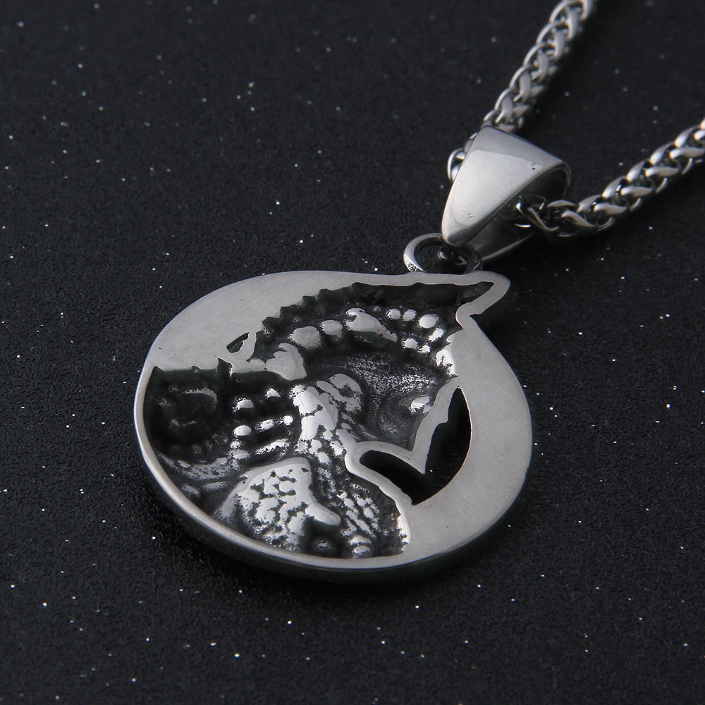 stainless steel King of War Spartan Warrior Portrait Pendant Men\'s Necklace Trend Rock Hip Hop Party Jewelry Christmas Gift