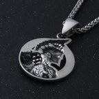 stainless steel King of War Spartan Warrior Portrait Pendant Men\'s Necklace Trend Rock Hip Hop Party Jewelry Christmas Gift