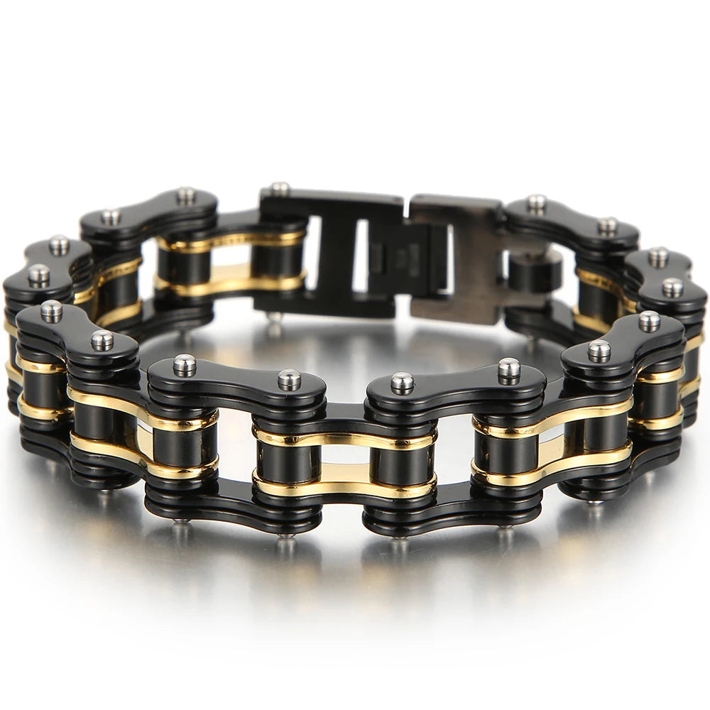 Rock And Roll Men's Bracelet Motorcycle Chain Mechanical Bracelets for Man 316L Stainless Steel Hand Jewelry
