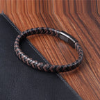 Hand-knitted Simple Style Classic Men Bracelet Multi-color Stainless Steel Magnetic Clasp Charm Leather Bracelets Gift