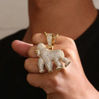 Men's Animal Gorilla Pendant Necklace, Fashionable Hip-Hop, Punk Rock, Animal Jewelry, Fashionable