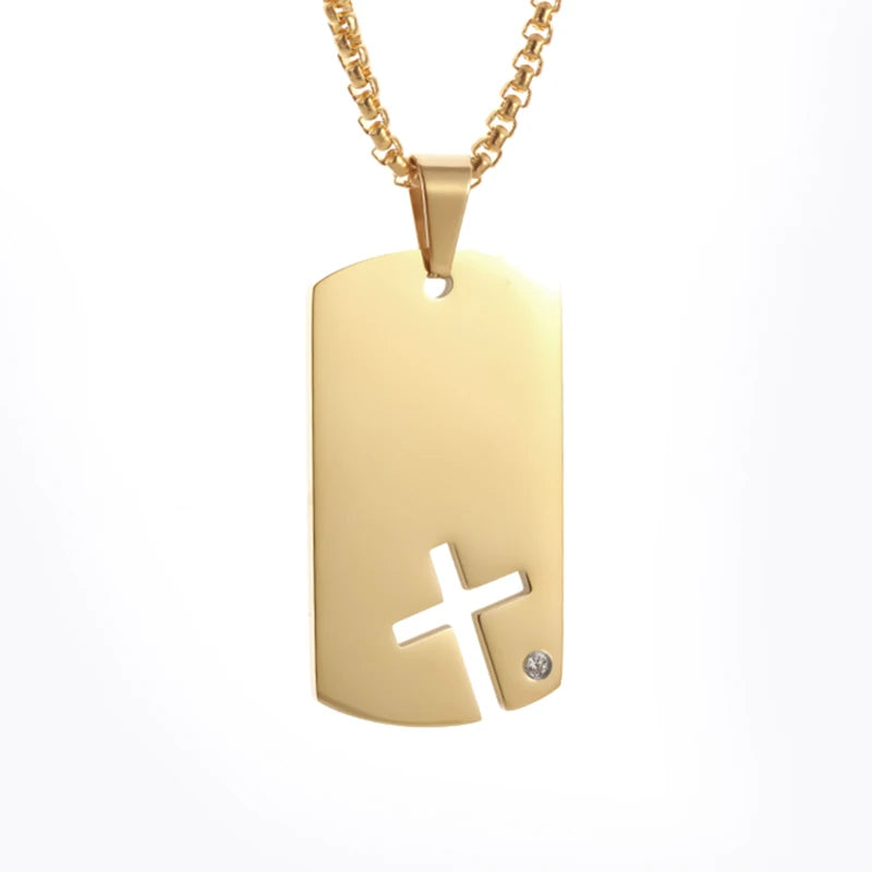 New Gold Color Crucifix Image Men\\'s Pendant Christ Miami Cuban Religious Necklace for Daily Wear Fashion Jewelry