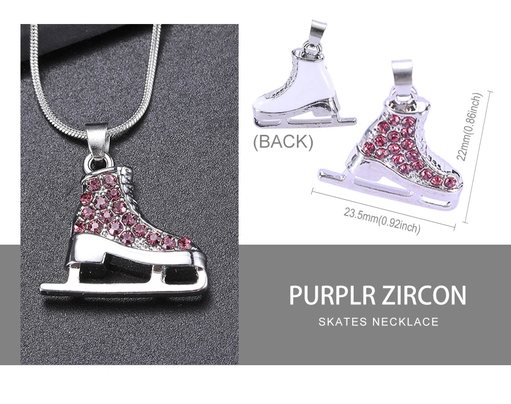CZ Roller Skate Charm Pendant Necklace for Women