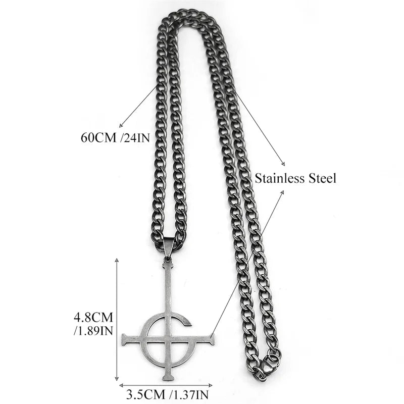 Cross Black Pendant Necklace — Stainless Steel