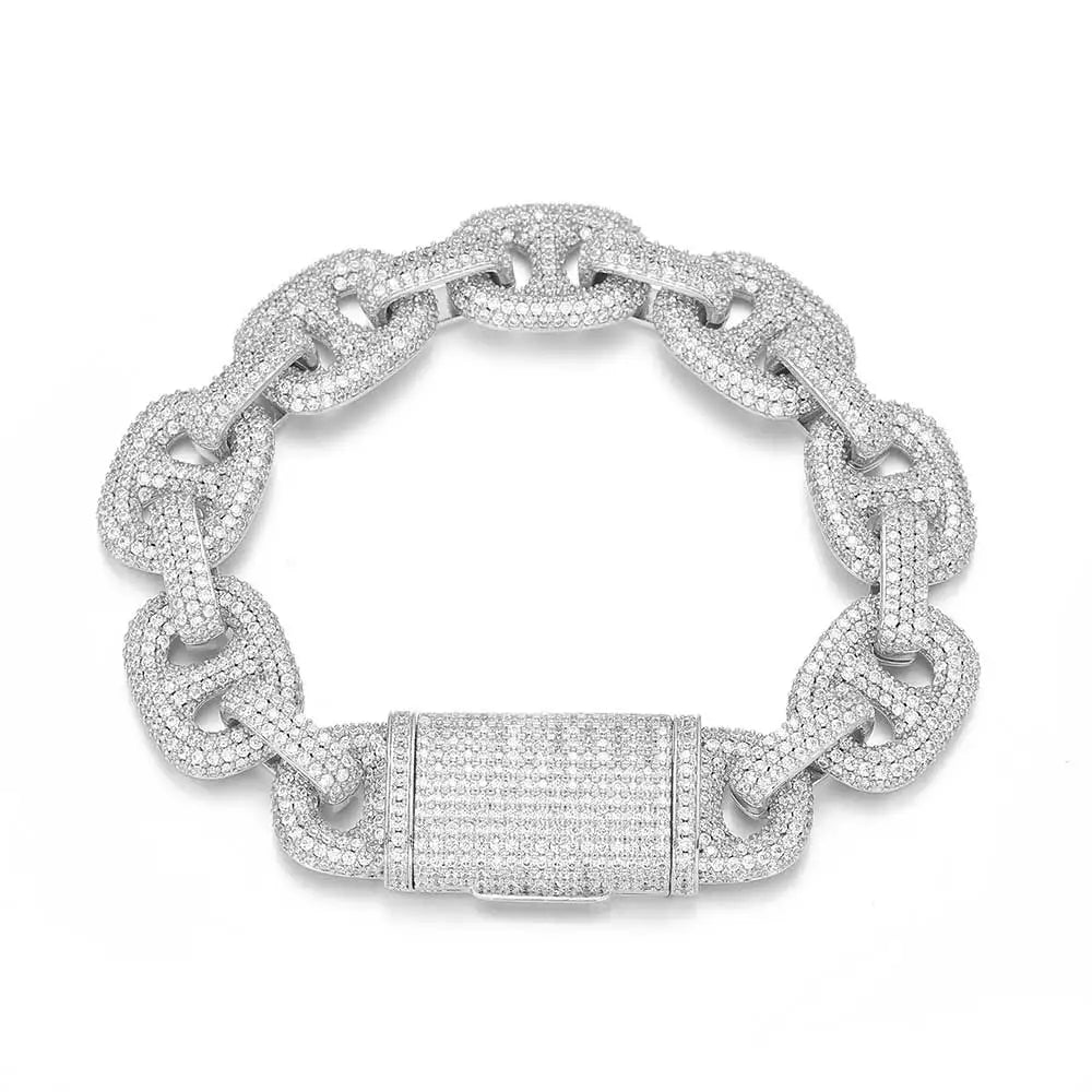 Iced Out Cuban Bracelet Stainless Steel Pig Nose