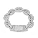Iced Out Cuban Bracelet Stainless Steel Pig Nose