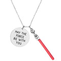 Stainless Steel Lightsaber Pendant Necklace Classic Movie Series Universe War Force Jewelry for Fans Gifts