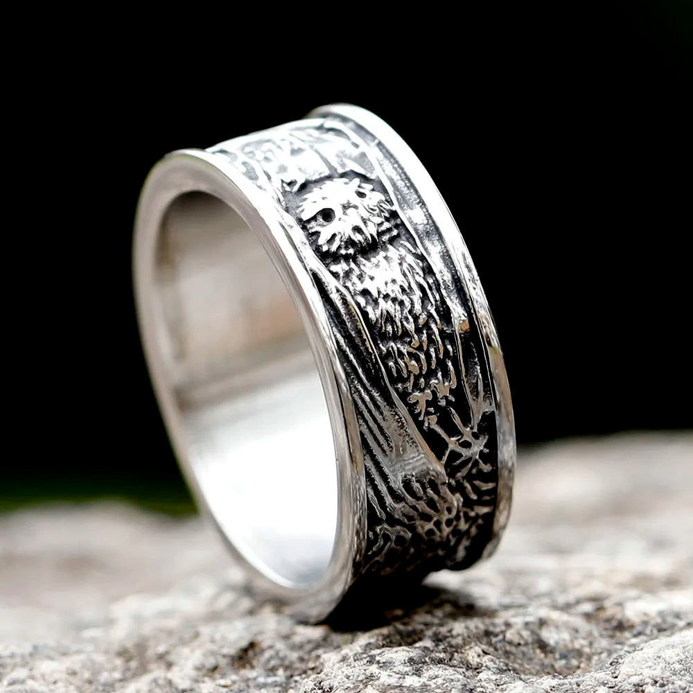 2024 New Arrival Stainless Steel Viking Spindrift Pattern Round Ring Owl Animal Vintage for Gift Jewelry
