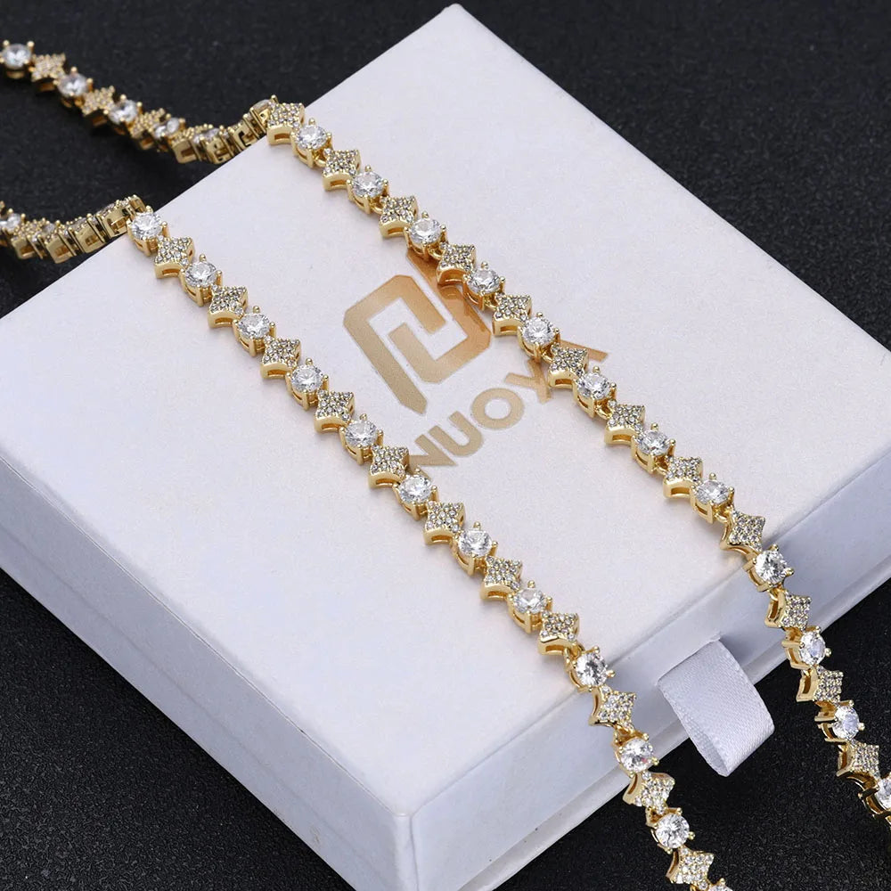 Star Tennis Chain Necklace Iced Out CZ