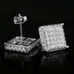 Iced Out Square Micro Pave CZ Stud Earrings for Men & Women