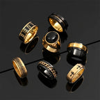 Viking Rune Cross Ring Set for Men — 7-Piece Stainless Steel