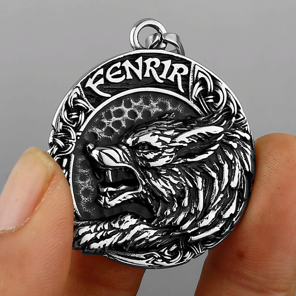 Viking Fenrir Wolf Pendant Necklace — Stainless Steel