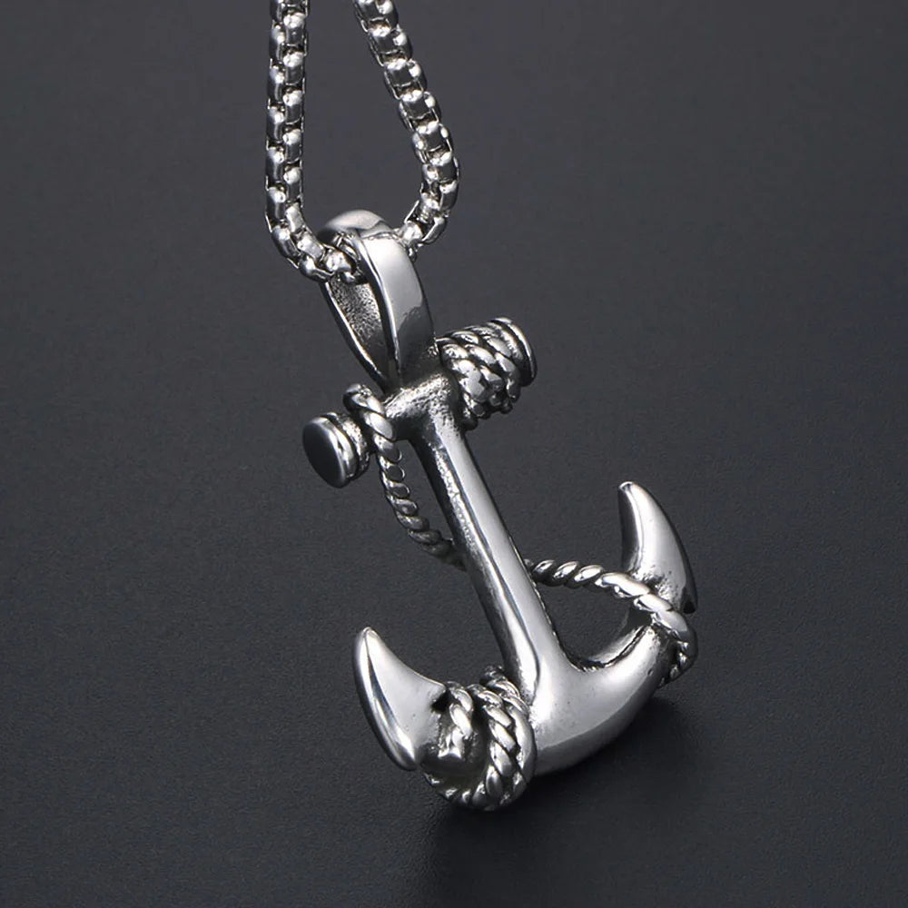 Viking Anchor Pendant Necklace — Stainless Steel
