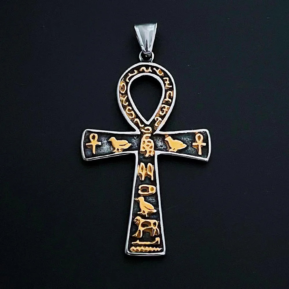 Stainless Steel Ancient Egypt Eye of Horus Pendant Necklace Vintage Egyptian Pharaoh Amulet Rune Men's Necklace Jewelry