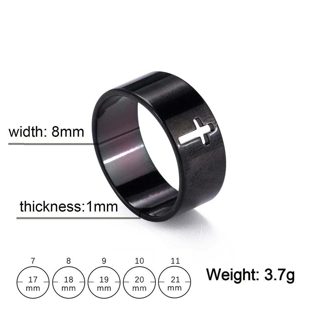 Gothic Wedding Cross Ring — Stainless Steel