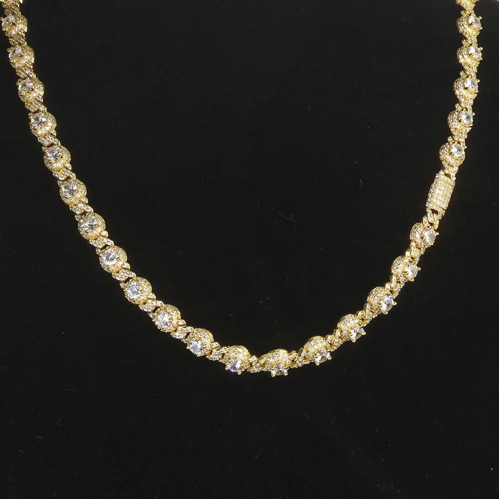 Iced Out Cuban Chain Necklace Stainless Steel Bead